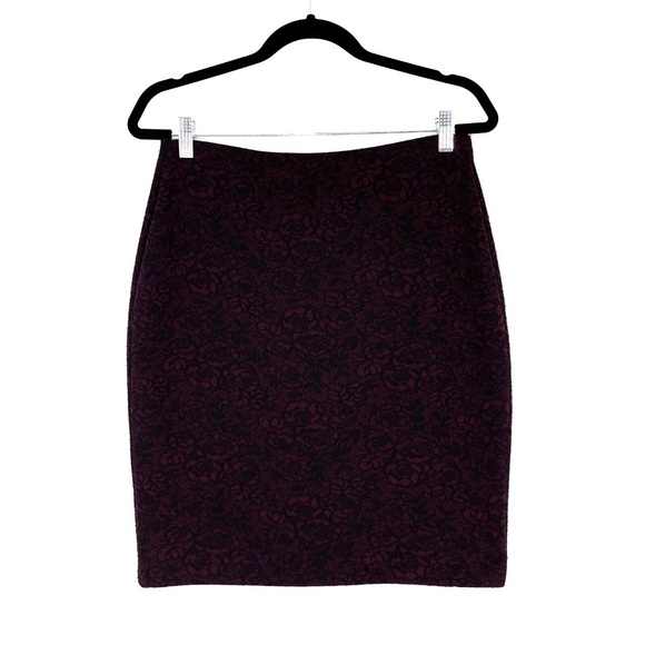Maison Jules Women’s Size Medium Red Black Lace Print Zip Back Mini Skirt - Picture 1 of 10